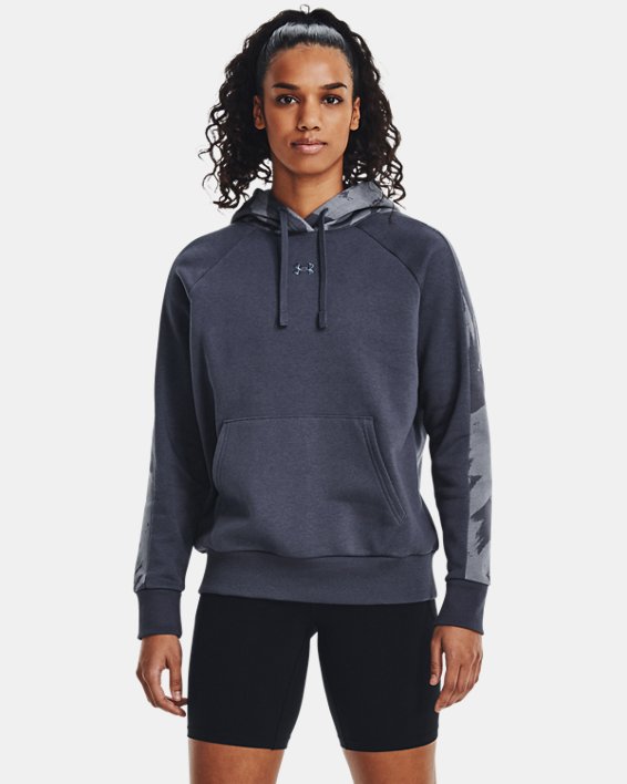 Women's UA Rival Fleece Blocked Hoodie, Gray, pdpMainDesktop image number 0